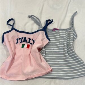Edikted Tank Top Set: Pink Italy Tank (M), Blue and White Striped Tank (S)